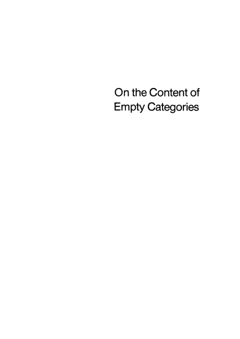 Cover image for book On the Content of Empty Categories