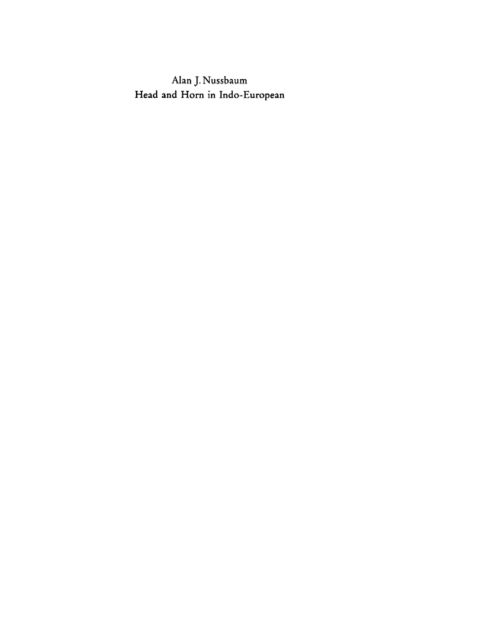 Cover image for book Head and Horn in Indo-European