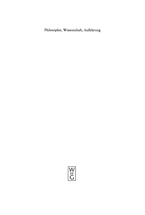 Cover image for book Philosophie, Wissenschaft, Aufklärung