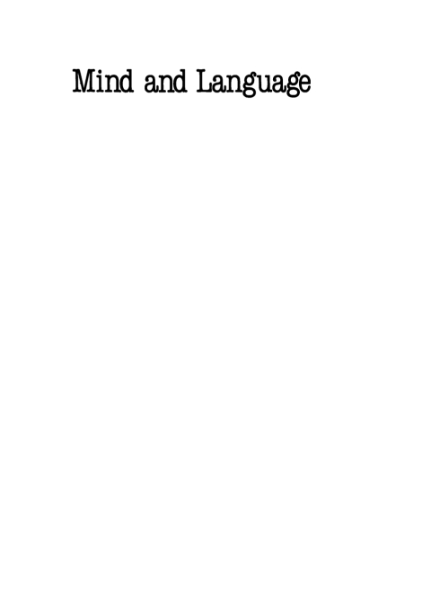 Cover image for book Mind and language