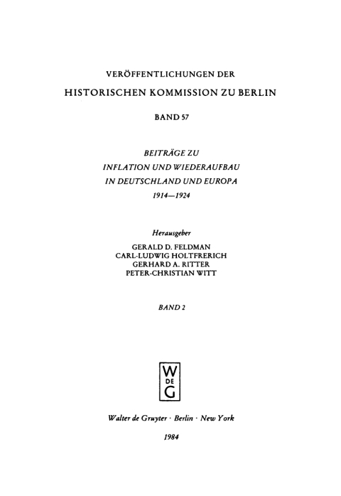 Cover image for book Die Erfahrung der Inflation im internationalen Zusammenhang und Vergleich / The Experience of Inflation International and Comparative Studies