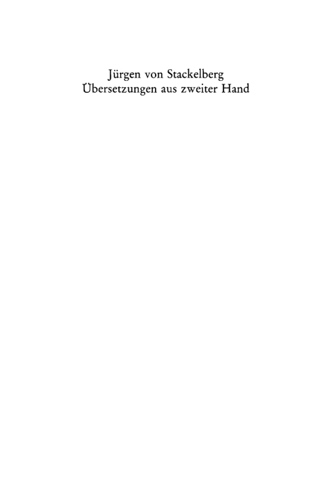 Cover image for book Übersetzungen aus zweiter Hand