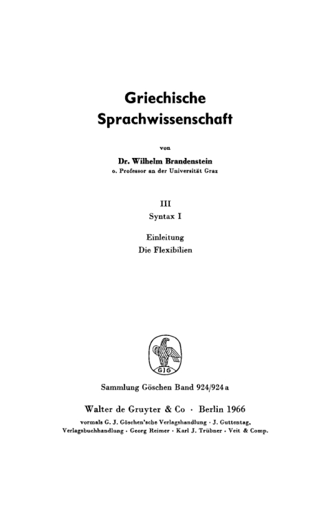 Cover image for book Syntax, I. Einleitung. Die Flexibilien