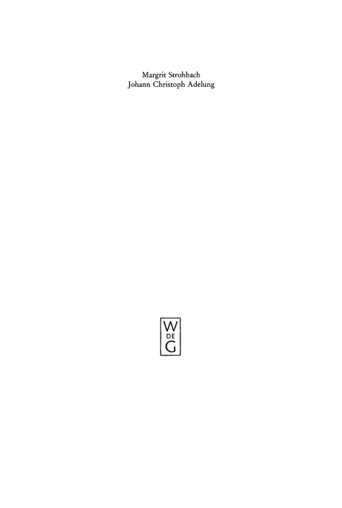 Cover image for book Johann Christoph Adelung