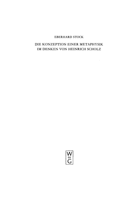 Cover image for book Die Konzeption einer Metaphysik im Denken von Heinrich Scholz