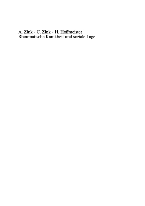 Cover image for book Rheumatische Krankheit und soziale Lage