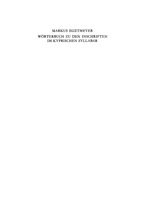 Cover image for book Wörterbuch zu den Inschriften im kyprischen Syllabar