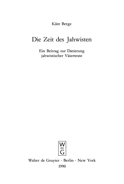 Cover image for book Die Zeit des Jahwisten