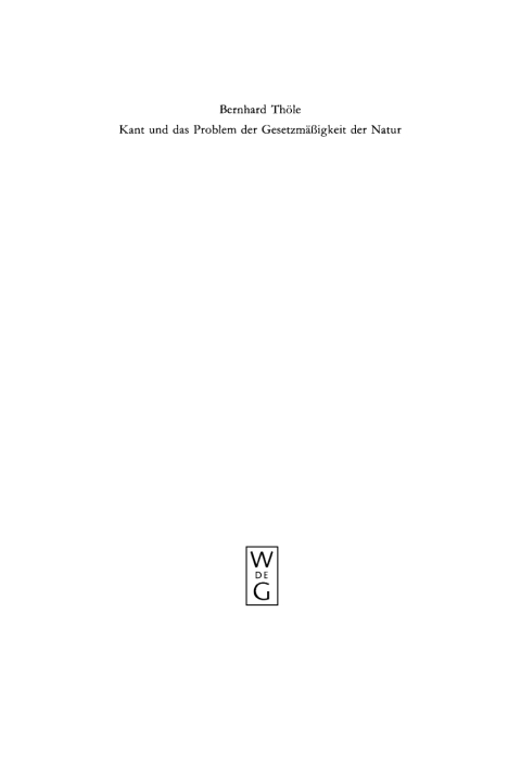Cover image for book Kant und das Problem der Gesetzmäßigkeit der Natur