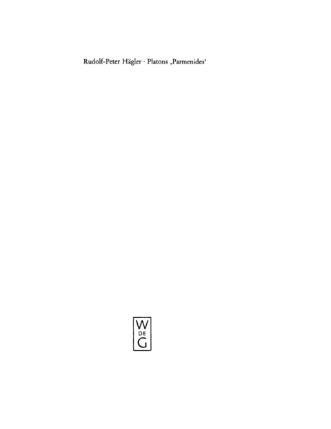 Cover image for book Platons 'Parmenides'