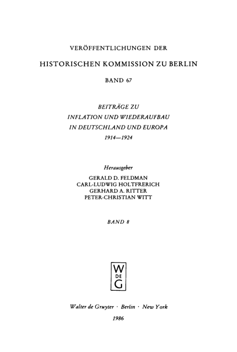 Cover image for book Die Anpassung an die Inflation / The Adaptation to Inflation