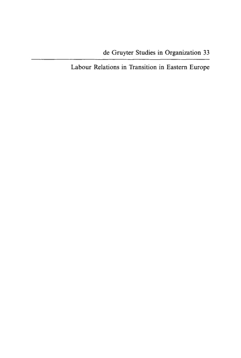 Cover image for book Labour Relations in Transition in Eastern Europe
