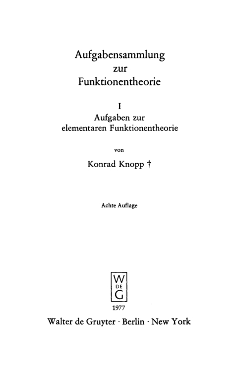 Cover image for book Aufgaben zur elementaren Funktionentheorie