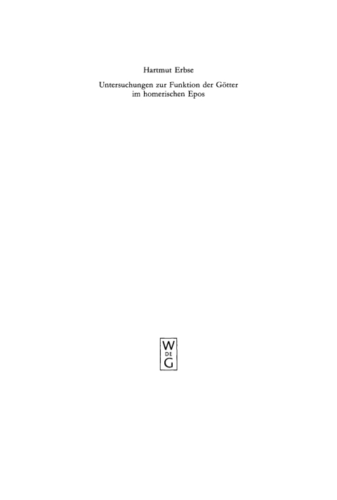 Cover image for book Untersuchungen zur Funktion der Götter im homerischen Epos