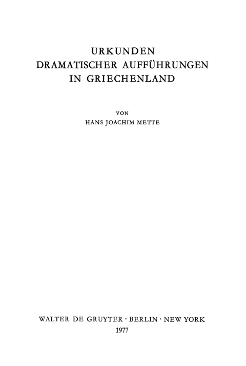 Cover image for book Urkunden dramatischer Aufführungen in Griechenland