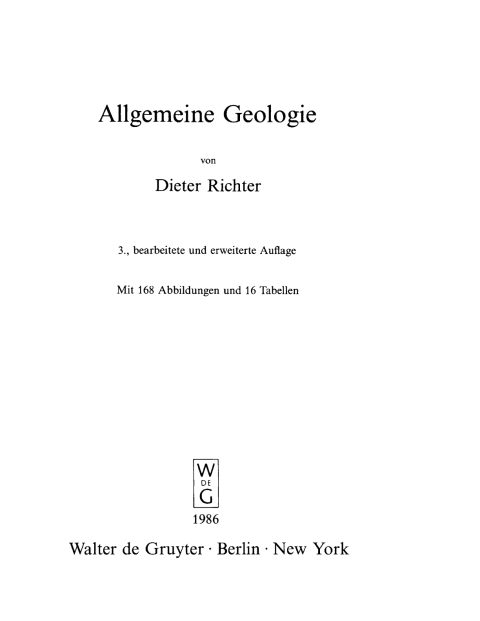 Cover image for book Allgemeine Geologie