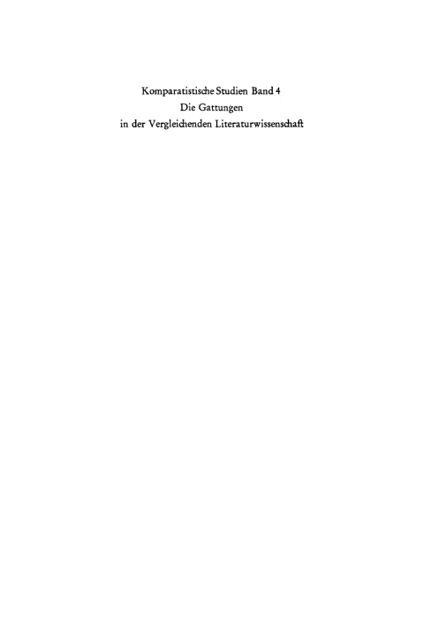 Cover image for book Die Gattungen in der vergleichenden Literaturwissenschaft