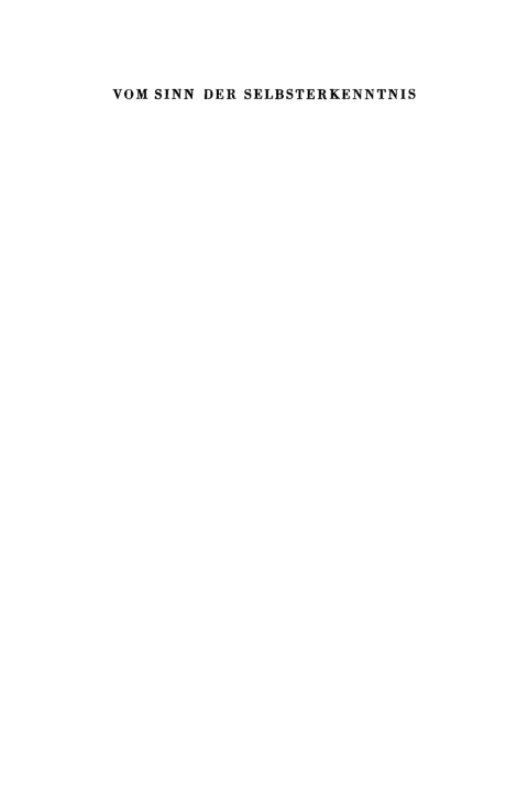 Cover image for book Vom Sinn der Selbsterkenntnis