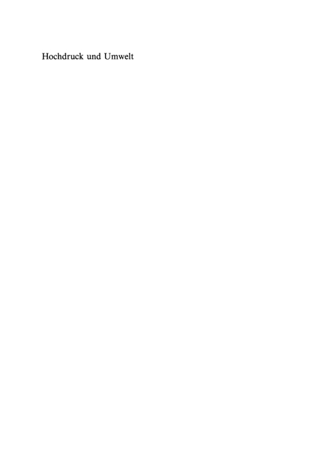 Cover image for book Hochdruck und Umwelt