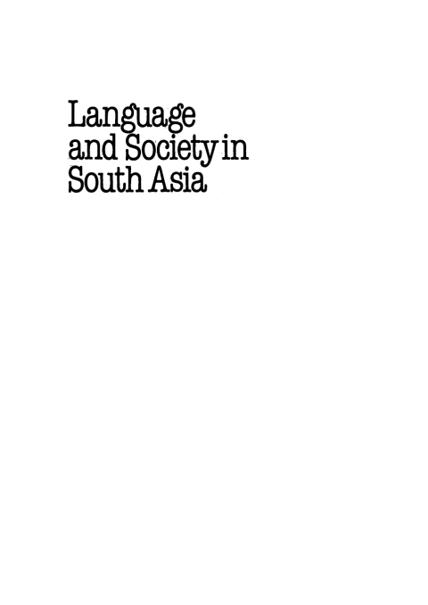 Language and Society in South Asia 