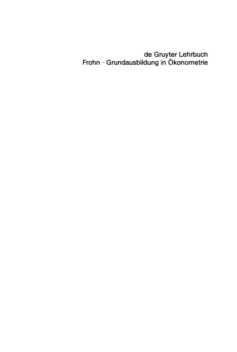 Cover image for book Grundausbildung in Ökonometrie
