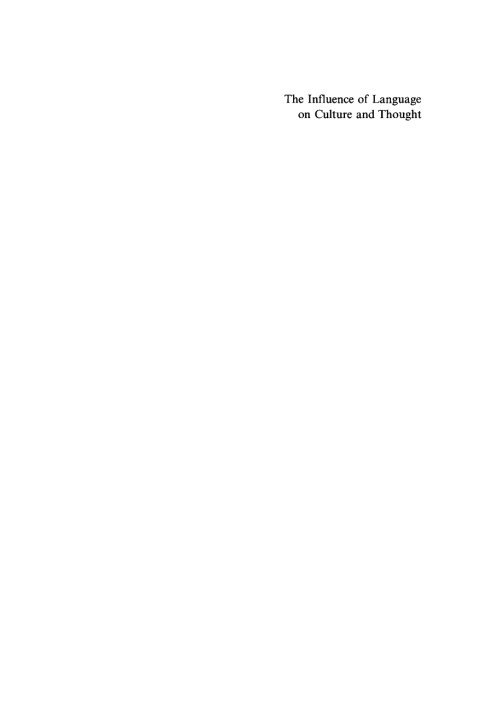 Cover image for book The Influence of Language on Culture and Thought
