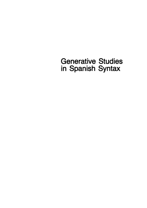 Cover image for book Generative Studies in Spanish syntax