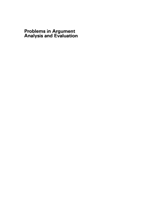 Cover image for book Problems in Argument Analysis and Evaluation