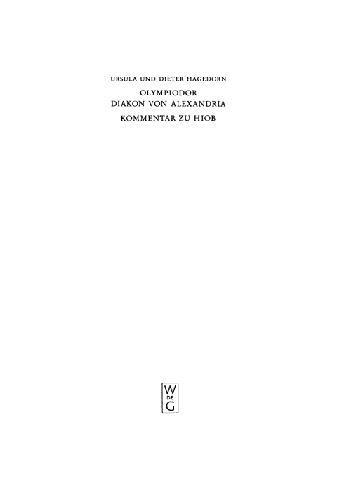 Cover image for book Olympiodor, Diakon von Alexandria – Kommentar zu Hiob