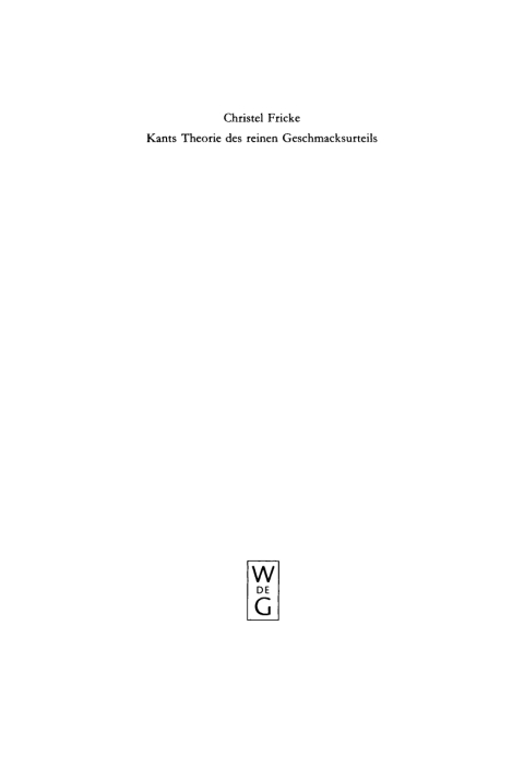 Cover image for book Kants Theorie des reinen Geschmacksurteils