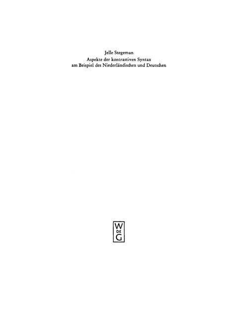 Cover image for book Aspekte der kontrastiven Syntax am Beispiel des Niederländischen und Deutschen