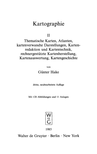Thematische Karten, Atlanten, kartenverwandte Darstellungen, Kartenredaktion und Kartentechnik, rechnergestützte Kartenherstellung, Kartenauswertung, Kartengeschichte