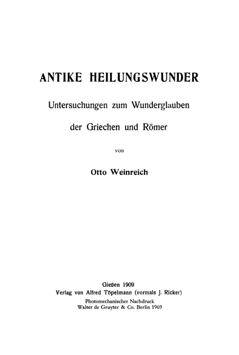 Cover image for book Antike Heilungswunder