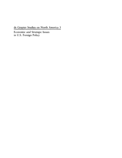 Cover image for book Economic and Strategic Issues in U. S. Foreign Policy