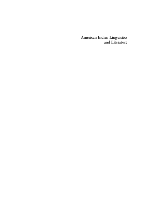 Cover image for book American Indian Linguistics and Literature