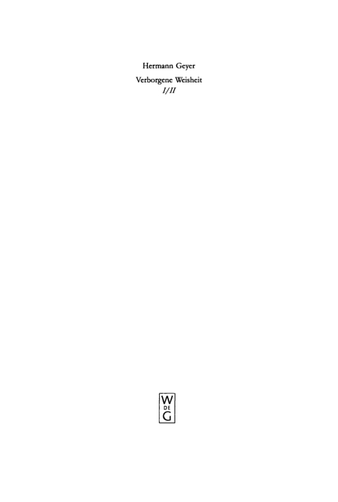Cover image for book Verborgene Weisheit