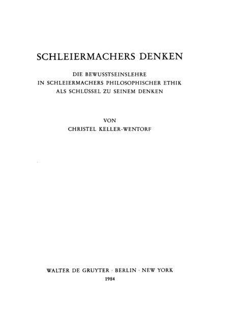 Cover image for book Schleiermachers Denken