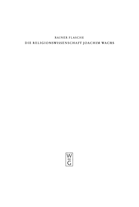 Cover image for book Die Religionswissenschaft Joachim Wachs