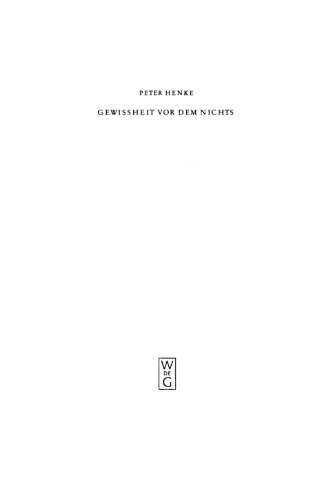 Cover image for book Gewissheit vor dem Nichts