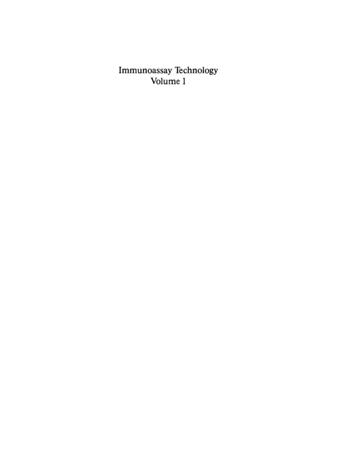 Cover image for book Immunoassay Technology Vol. 1