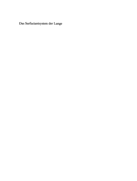 Cover image for book Das Surfactantsystem der Lunge