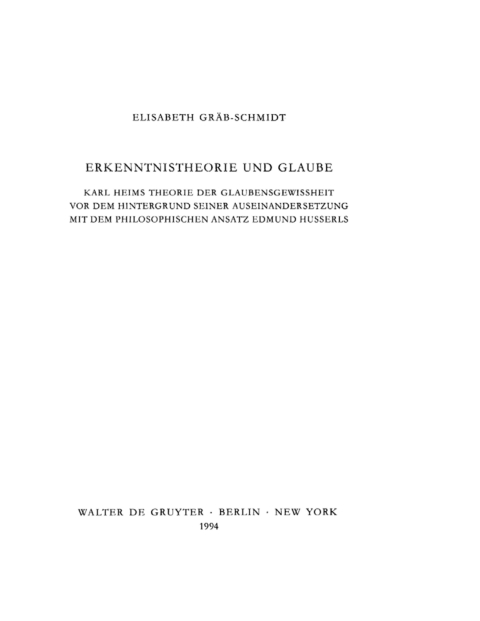 Cover image for book Erkenntnistheorie und Glaube