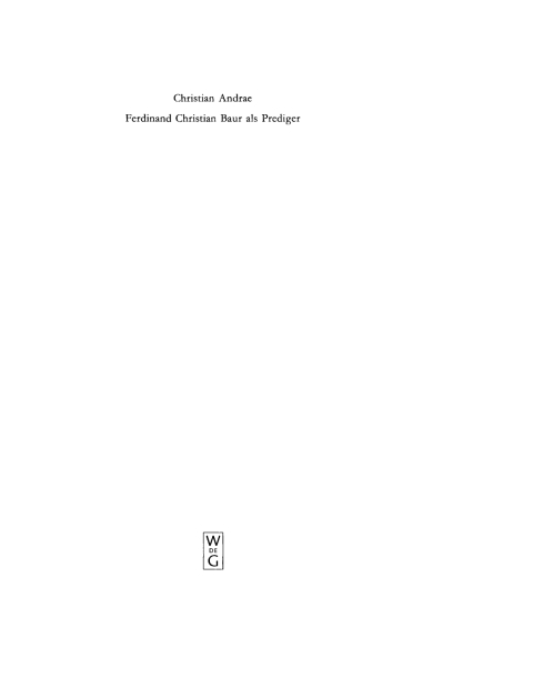 Cover image for book Ferdinand Christian Baur als Prediger