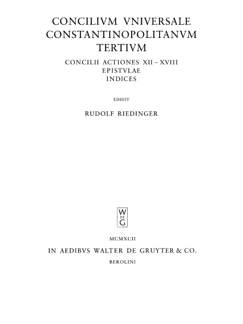 Cover image for book Concilii Actiones XII - XVIII. Epistulae. Indices