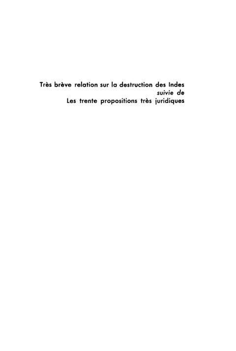 Cover image for book Très brève relation sur la destruction des Indes