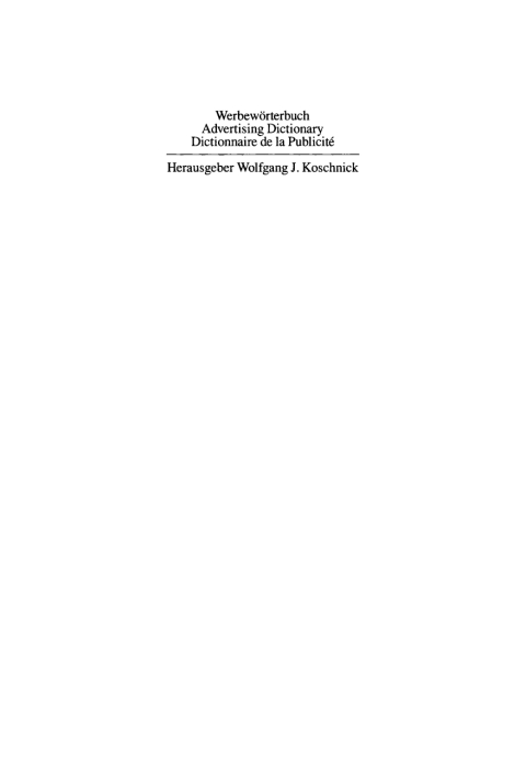 Cover image for book Werbewörterbuch. Advertising Dictionary. Dictionnaire de la Publicité