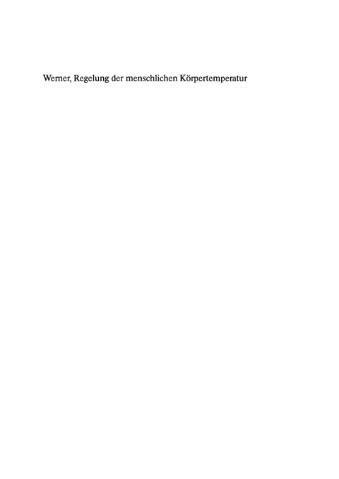 Cover image for book Regelung der menschlichen Körpertemperatur