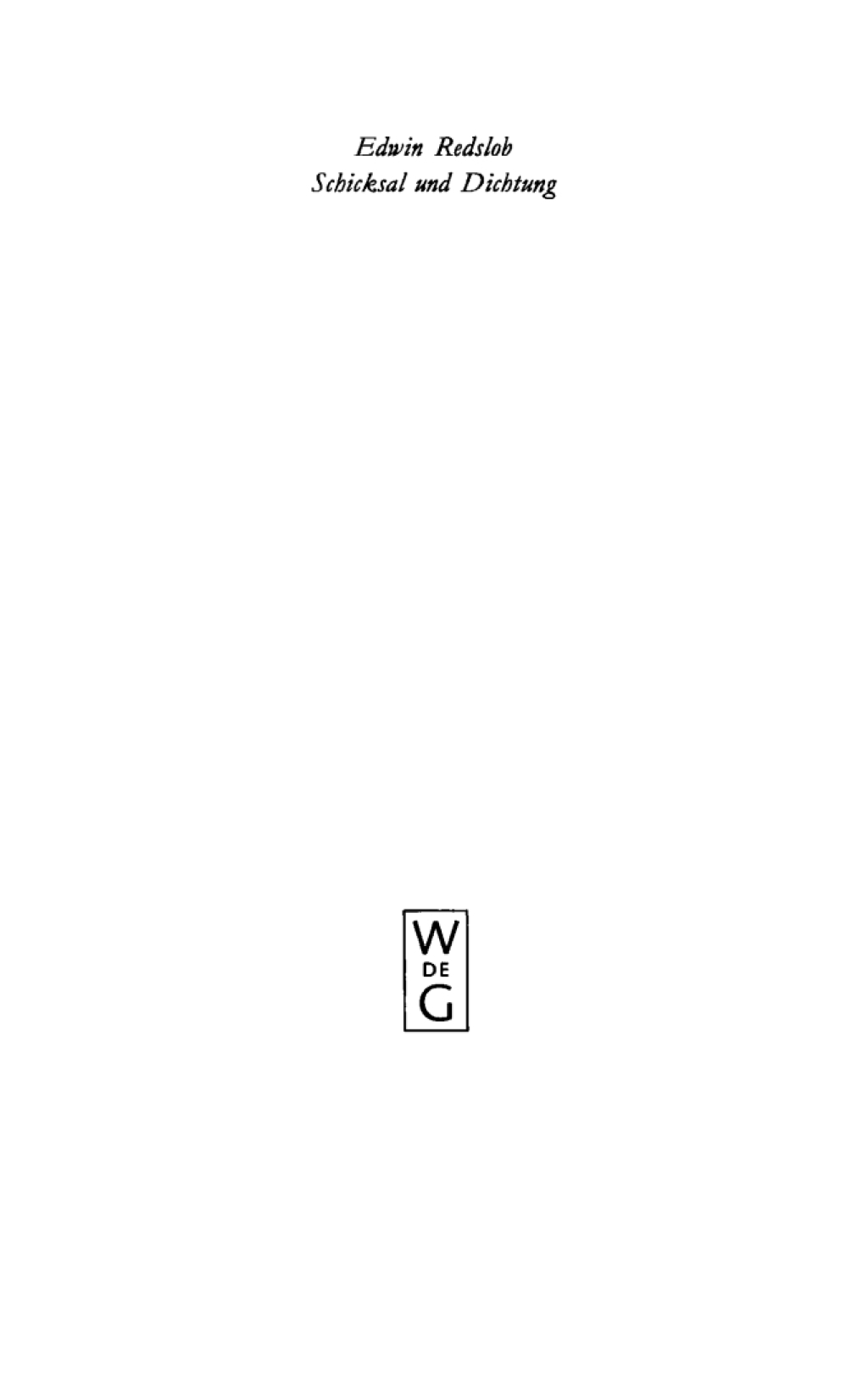 Page Fidelity Schicksal und Dichtung; $179.81