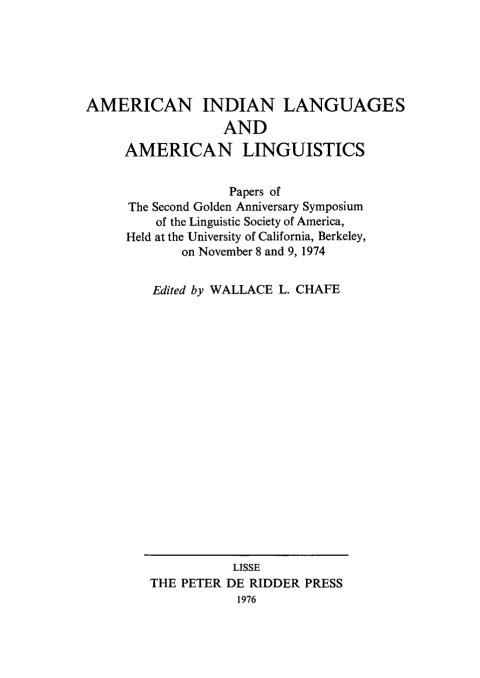 Cover image for book American Indian languages and American linguistics