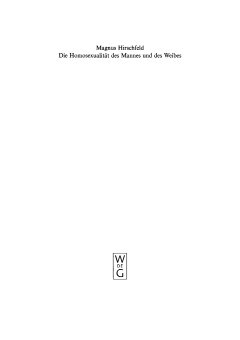 Cover image for book Die Homosexualität des Mannes und des Weibes